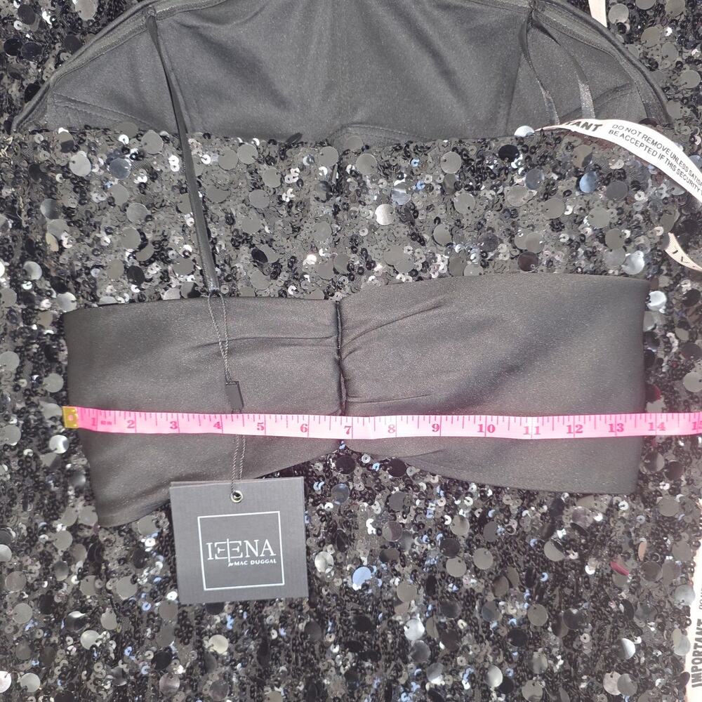 Ieena Mac Duggal Black Strapless Sequin Evening Gown With Bow Sz 6 NWT - Picture 6 of 10